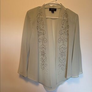 R&M Richards Light Cream Embellished Jacket